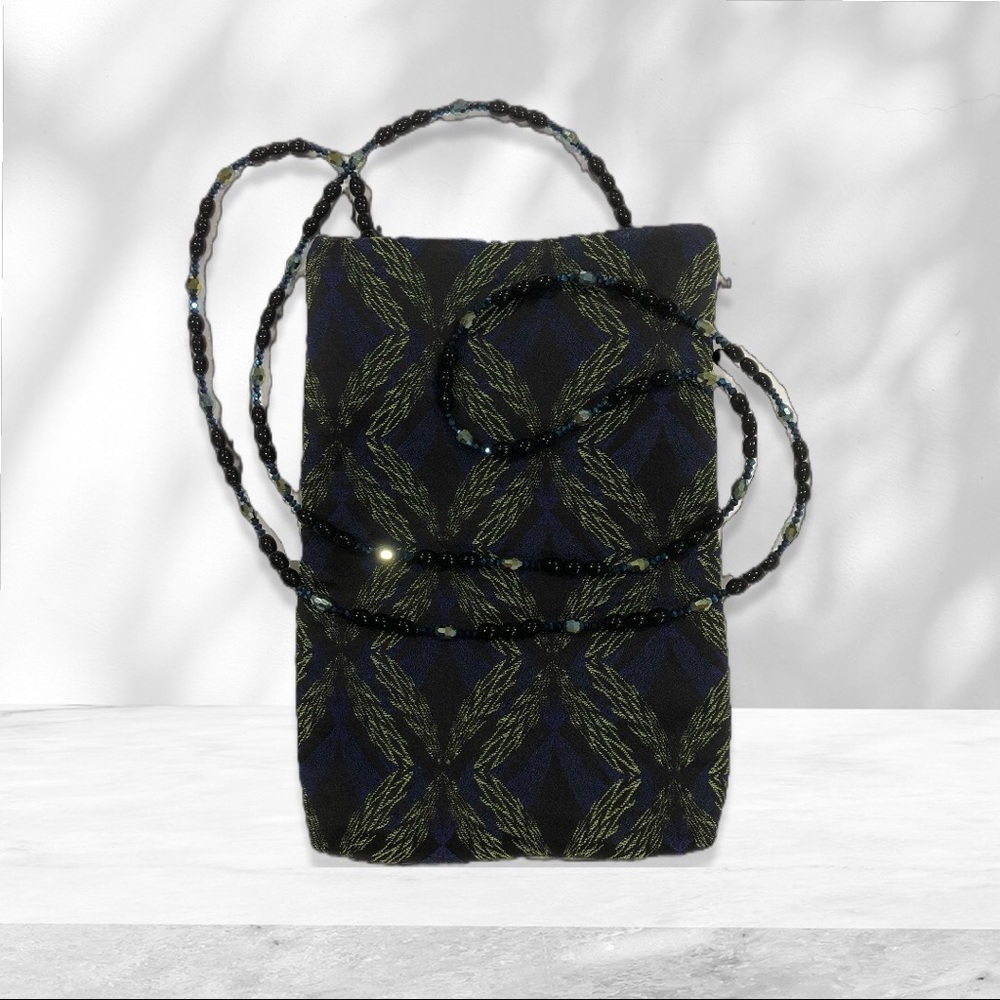 NEW handmade crossbody purse + beaded crystal strap! Blue, Black, Green. 💚💙🖤